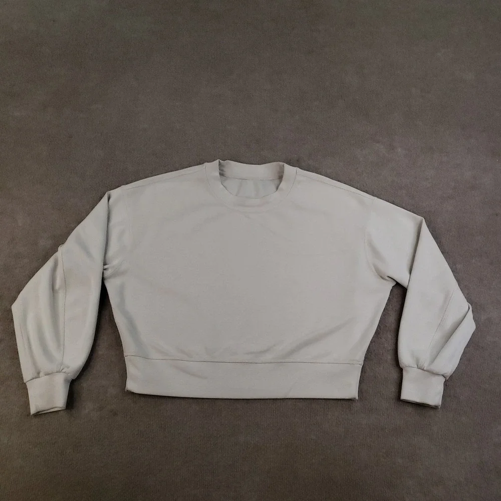 Lululemon Softstreme Sweatshirt Womens Medium Beige Oversized Cropped Crew Neck